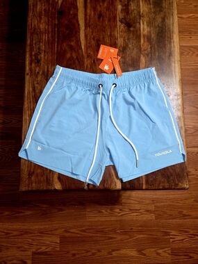 YoungLA Men's Athletic Runners Shorts In Sky Blue. Size Large.